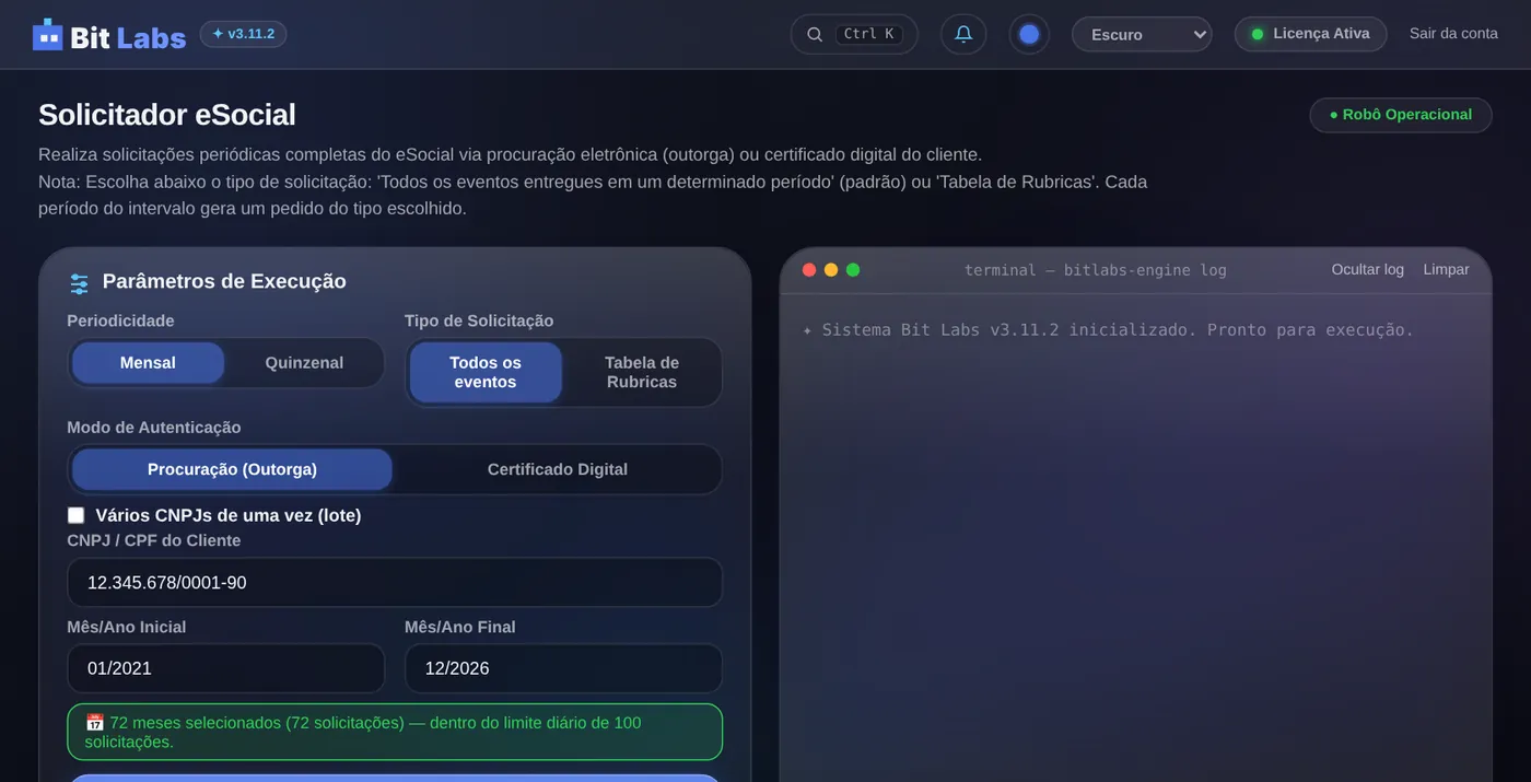 Tela de configuração do robô no Bit Labs